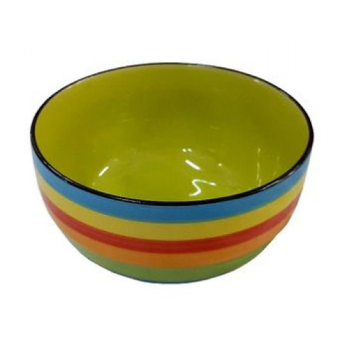 Salatiera din ceramica 12.9cm dungi aprinse multicolore