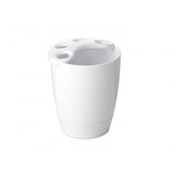 Pahar pentru periute de dinti cu capac Tatay Kristal 10.5cm, alb, plastic