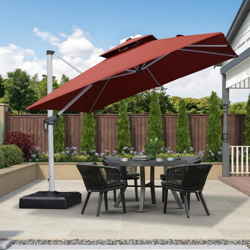 Квадратный алюминиевый зонт с двойным верхом/Patio (Burgundy)