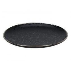 Farfurie de desert 20cm Metallic Rim Black, ceramica