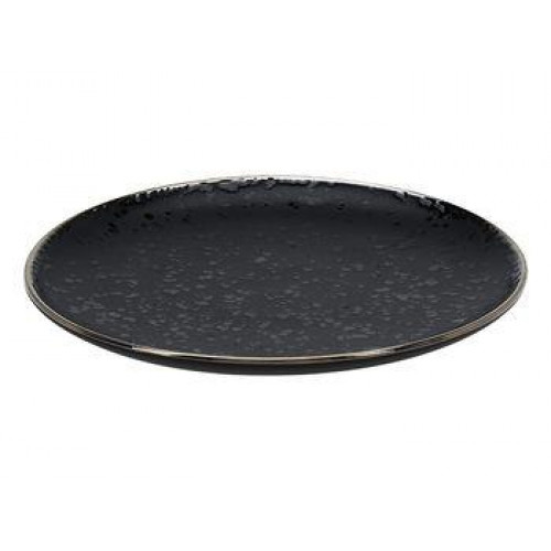 Farfurie de desert 20cm Metallic Rim Black, ceramica