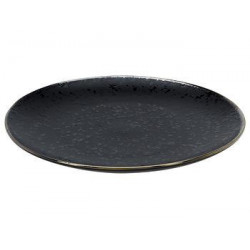 Farfurie de servire 26cm Metallic Rim Black, ceramica