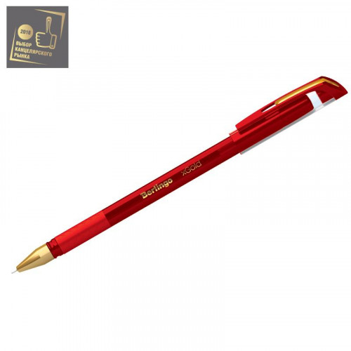 Ручка шариковая BERLINGO, xGold, грип, 0.7 мм, красная