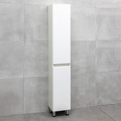 Шкаф-пенал для ванной bayro urbano с корзиной 300x1900 универсальный белый структурный