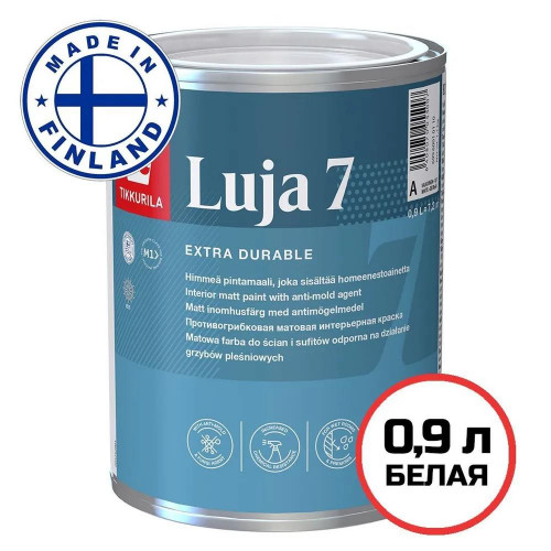 Vopsea  Tikkurila Luja 7 / cu componentă antifungică mată 0,9 l