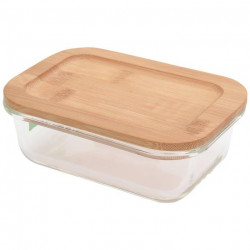 Container din sticlă cu capac ermetic din bambus (370 ml)