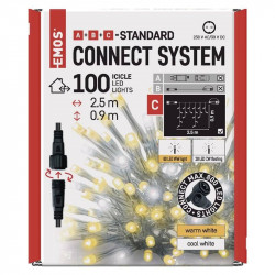 Звено цепи EMOS 100 LED Standard Flashing - Icicles, 2,5 м, для улицы, теплый/холодный белый (D1CN01)