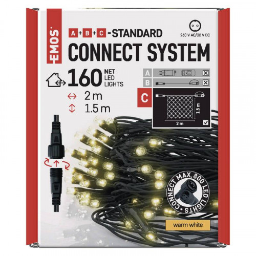 Perdea EMOS 160 LED Standard - plasă, 1,5x2 m,  (D1DW01)