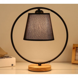 Lampa de masa JH-750 ,D30xH33cm,E27x1, MetalWoodCloth, Black LuminaLed