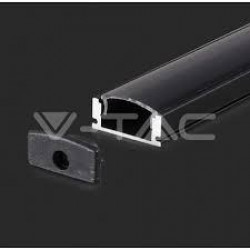 Profil banda LED cu dispersor 24.7x7mm 2m negru V-TAC