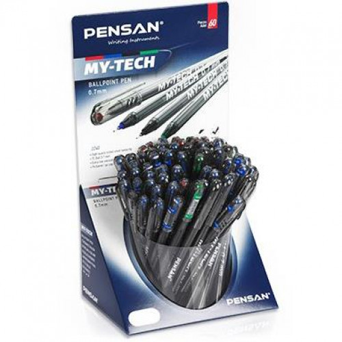 Ручка шариковая PENSAN My-Tech, 0.7 мм, 60 штук, зеленая