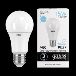 Bec LED Gauss Elementary A60 15W E27 65K 1/10/50