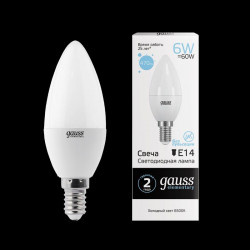 Bec LED Gauss Elementary C37 6W E14 65K 1/10/100