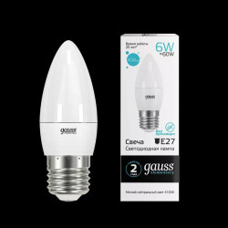 Лампа LED GAUSS ELEMENTARY C37 6W E27 4100K 1/10/50 нейтральный свет.