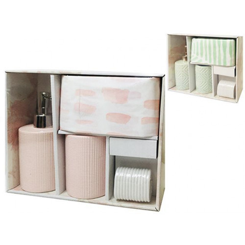 Set pentru baie din ceramica Bathroom 3buc + perdea 180X180cm, 3culori