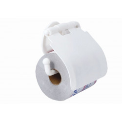 Держатель для туалетной бумаги с крышкой, пластик, белый
