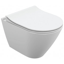 Vas WC suspendat Cersanit City Oval Rimless Slim cu capac Soft close DRP