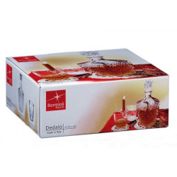 Set garafa 780ml si 6 pahare pentru whisky Dedalo, in cutie de cadou