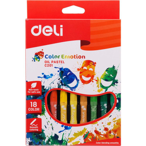 Карандаши масляные пастель DELI, 18 цветов