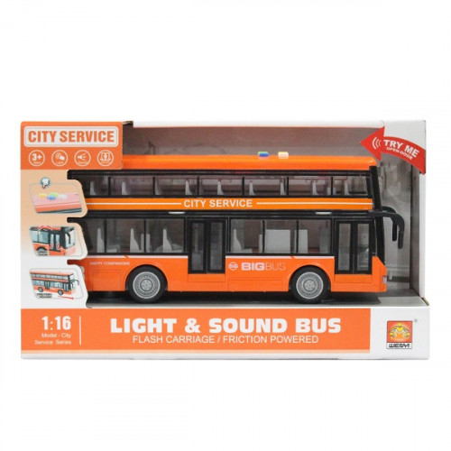 1:16 Autobuz cu 2 nivele cu fricțiune (lumini /sunete) 1:16 Autobuz cu 2 nivele cu fricțiune (lumini /sunete)