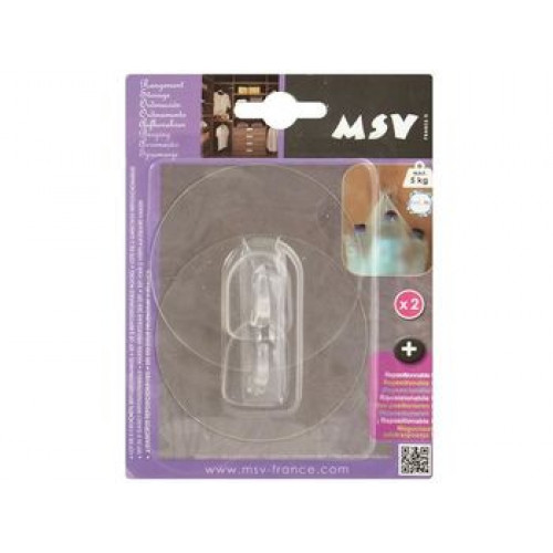 Крючки самоклеющиеся MSV 2шт круг 8cm, прозрачн, пластик