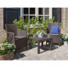 Набор садовой мебели / терраса, коричневый, синтетический ротанг, 1 стол, 2 кресла, Росарио