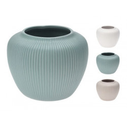 Vaza din ceramica cu creste verticale 15X13cm, 3 culori