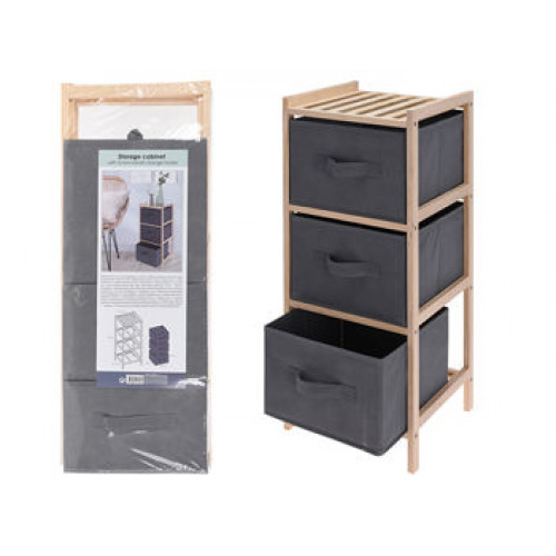 Etajera 3 cutie Storage 65X27X25cm bambus/textil