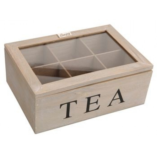 Cutie pentru ceai 6 sectiuni 23X16X9cm, din lemn