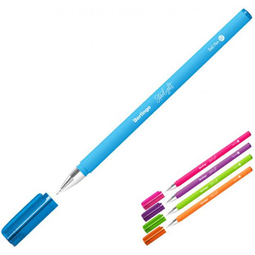 Ручка шариковая BERLINGO Starlight Neon, 0.7 мм, синяя