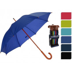 Umbrela pentru barbati D134cm monocolora, maner din lemn, 6cul