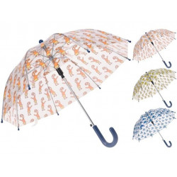Зонт-трость детский D58cm, прозрачный, рис. животные