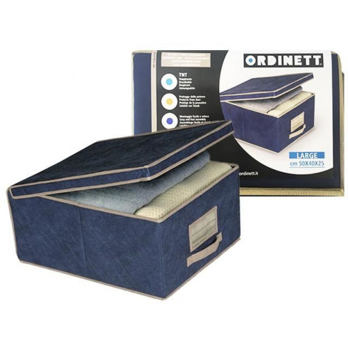 Коробка тканевая Ordinett 50X40X25cm с крышкой, голубой