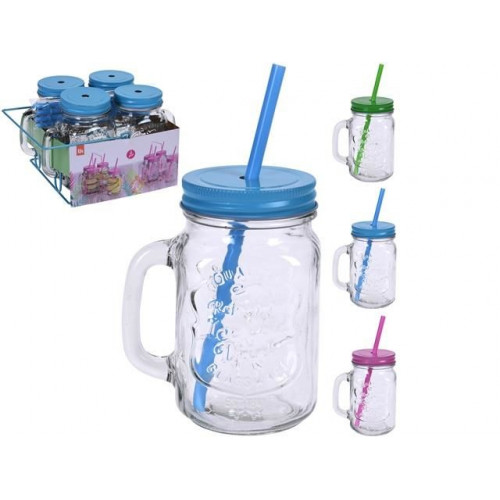 Set borcan сu maner si cu pai EH 4 buc, 450ml si suport