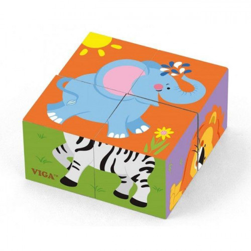 4pcs 6-side Cube Puzzle — Wild animal