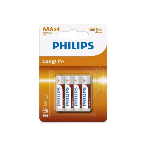 Батареи Philips R03 LONGLIFE 1.5 B AAA