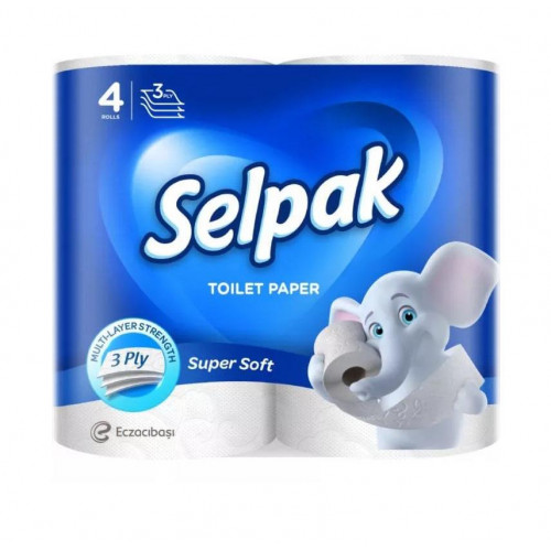 Туалетная бумага SELPAK 3 слоя 4 рулона
