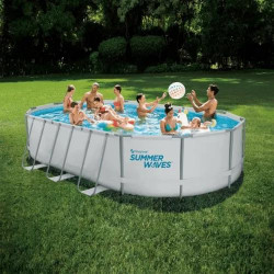 Овальный бассейн с металлическим каркасом и фильтрующим насосом в комплекте 610x366x122