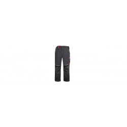 Pantaloni de lucru, 60% bumbac / 40% poliester (twill), culoarea sur/negru/rosu, marimea L Profmet