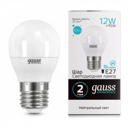 Bec led gauss elementary g45, 12w, e27, 4100k, 920 lm, ip 20, 1/10/100