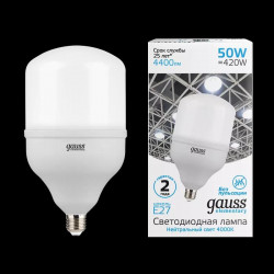 Bec LED GAUSS ELEMENTARY T140 E27 50W 4400lm 180-240V 4000K 1/8 lumina neutra.