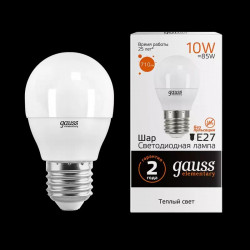 Bec LED GAUSS ELEMENTARY G45 E27/10W/710lm/3000K/1/10/100 lumina calda.