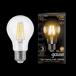 Лампа LED Filament GAUSS BLACK A60 E27 10W 2700К 1/10/40 теплый свет.