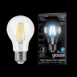 Лампа LED Filament GAUSS BLACK A60 E27 10W 4100К 1/10/40 нейтральный свет.
