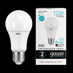 Bec LED Gauss Elementary A60 12W E27 41K 1/10/40