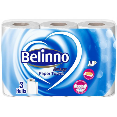 Полотенце бумажное BELINNO Delux, 3-сл., 10.46м, 3 рул.
