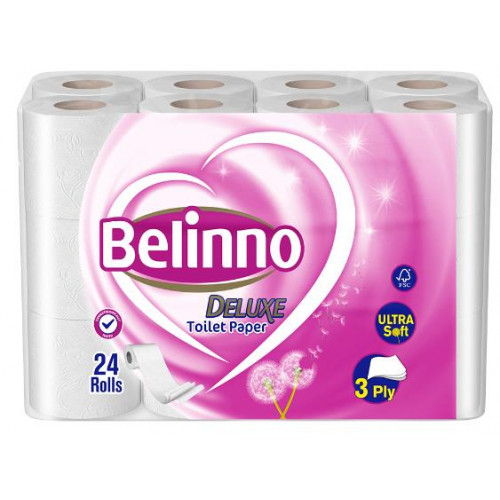 Бумага туалетная BELINNO Delux 3-слойная, 17.22м, 24 рул