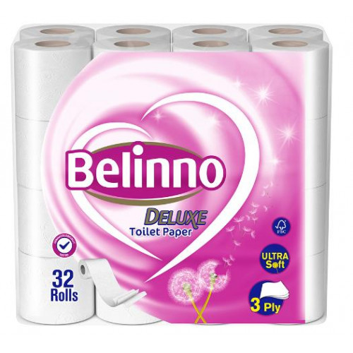 Бумага туалетная BELINNO Delux 3-слойная, 17.22м, 32 рул