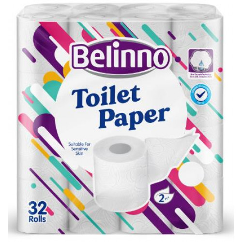 Бумага туалетная BELINNO 2-слойная, 18.45 м, 32 рулона