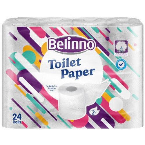 Бумага туалетная BELINNO 2-слойная, 18.45 м, 24 рулона